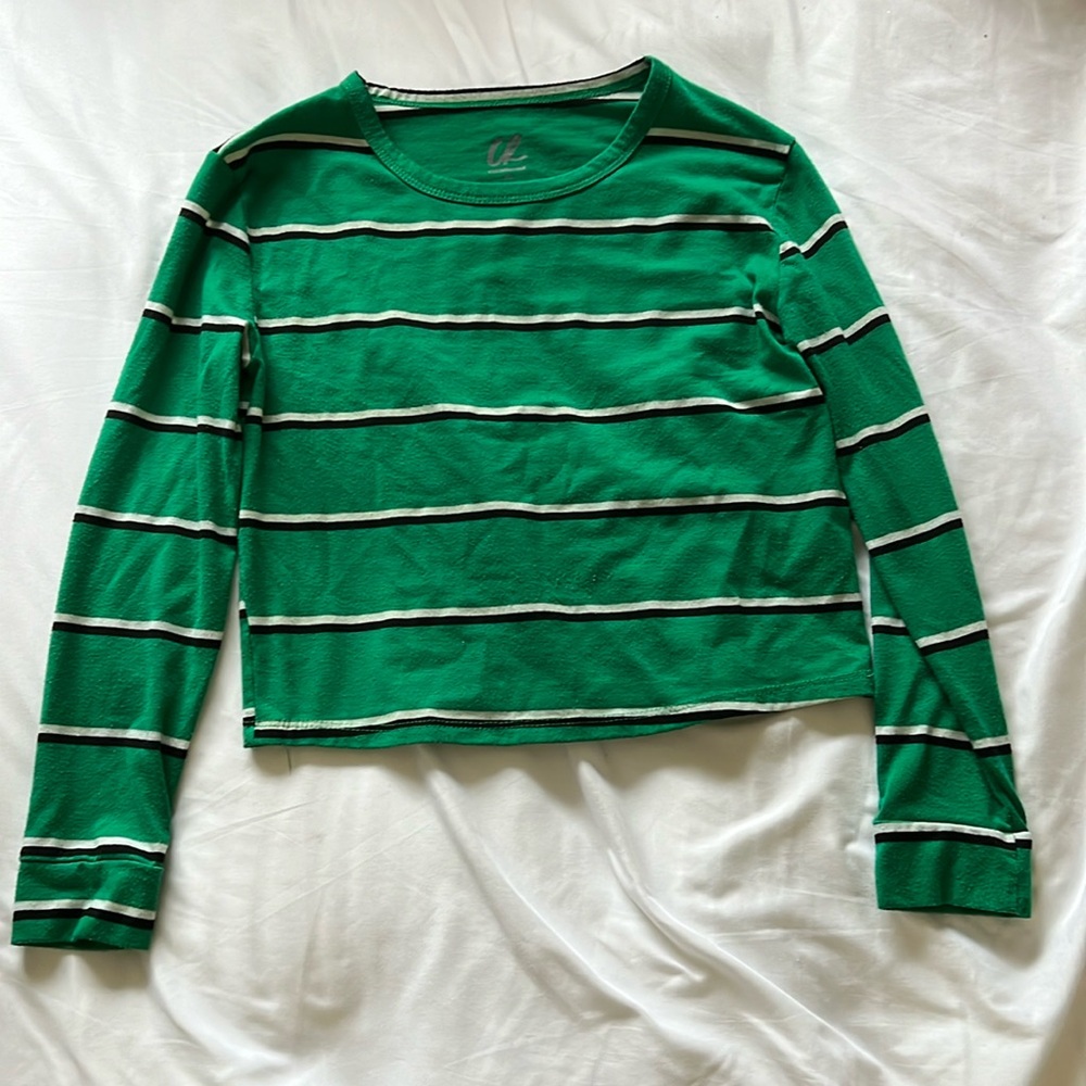 Green Striped Long Sleeve Shirt